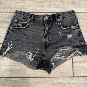 Zara Black Grey Denim cut off shorts size 10